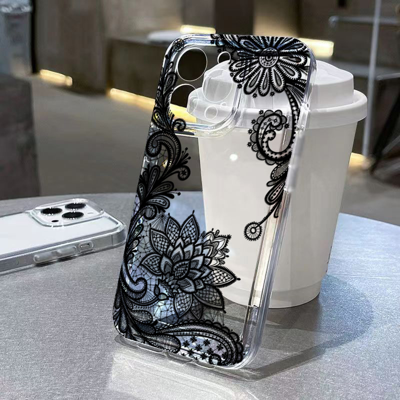 Trendy Black Lace Flower Patte - Tablets review and price