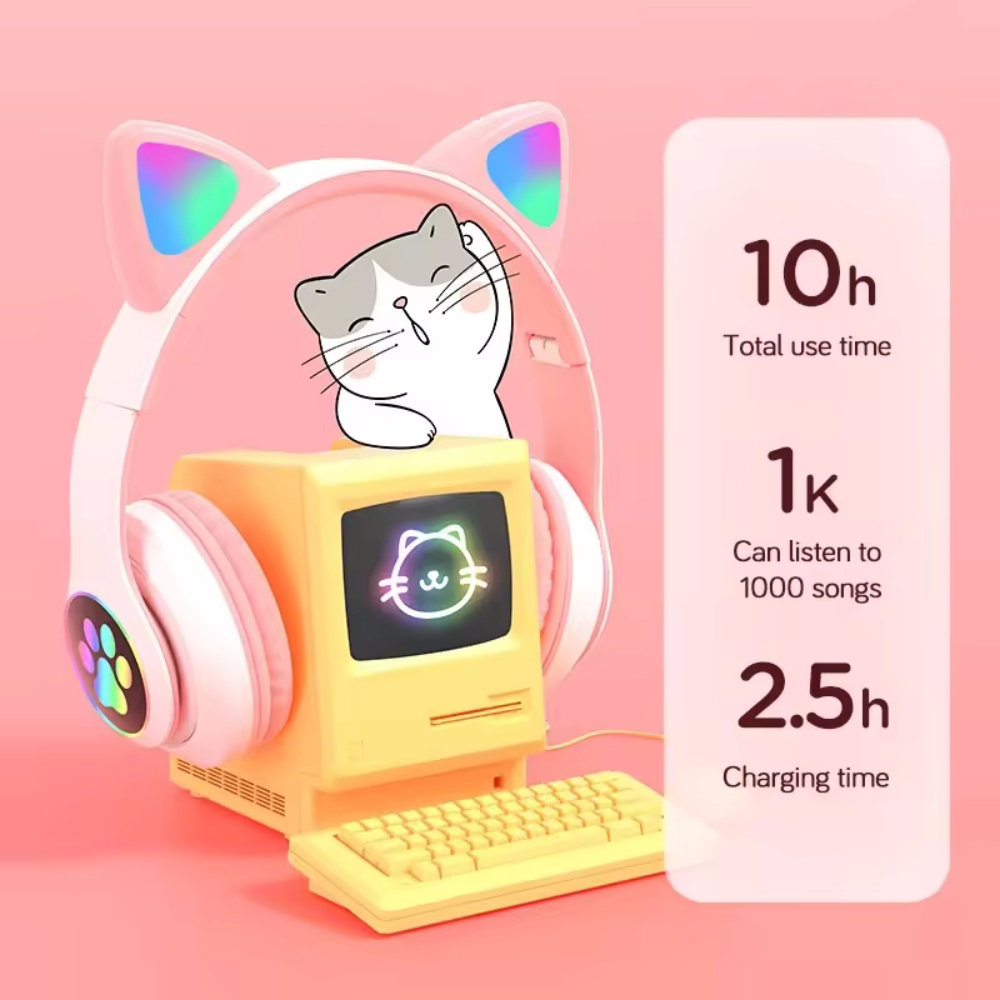 Cute Cat Ear Wireless Headset  - Cat Ear Bluetooth Headset Led review and price